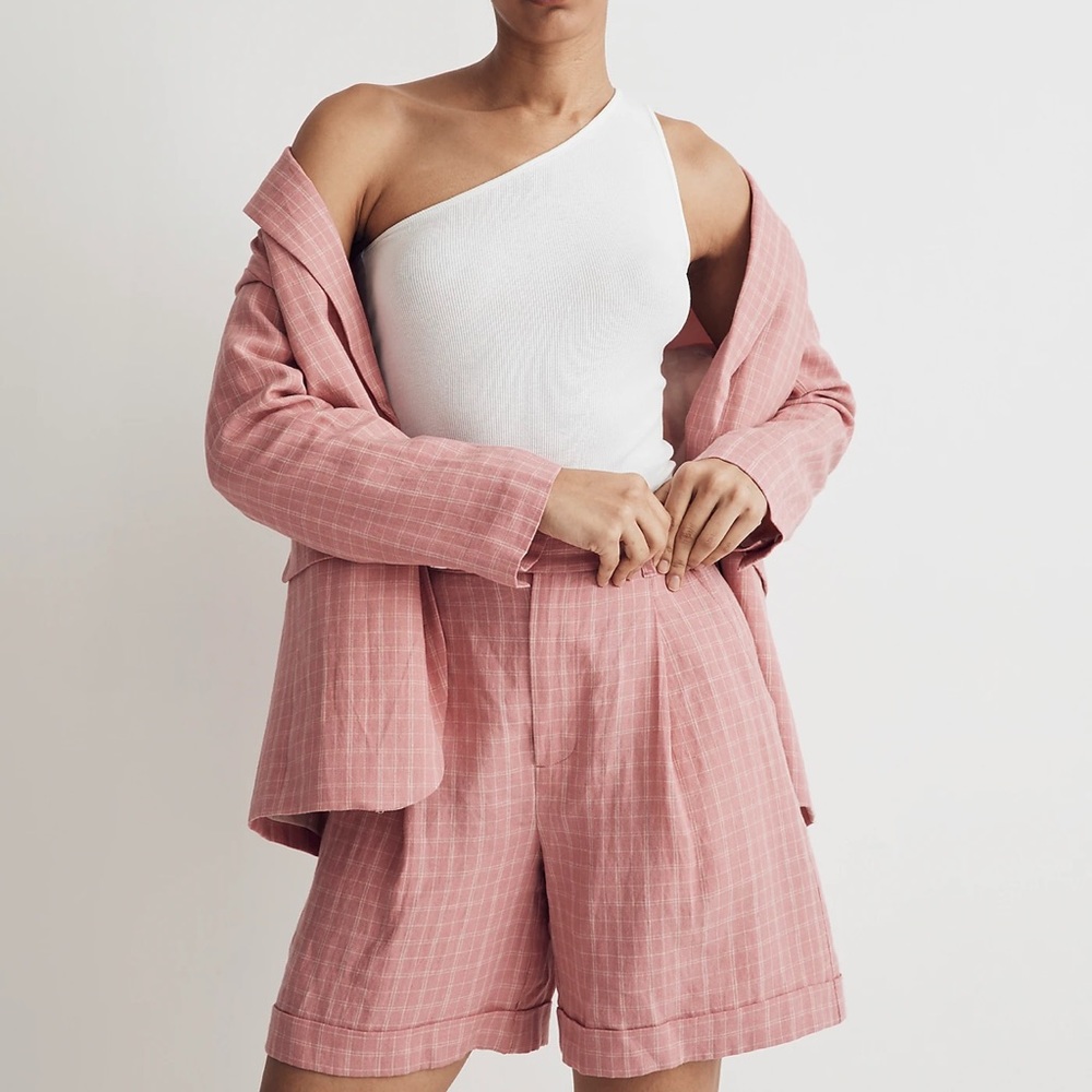 The Harlow Short in Checked 100% Linen